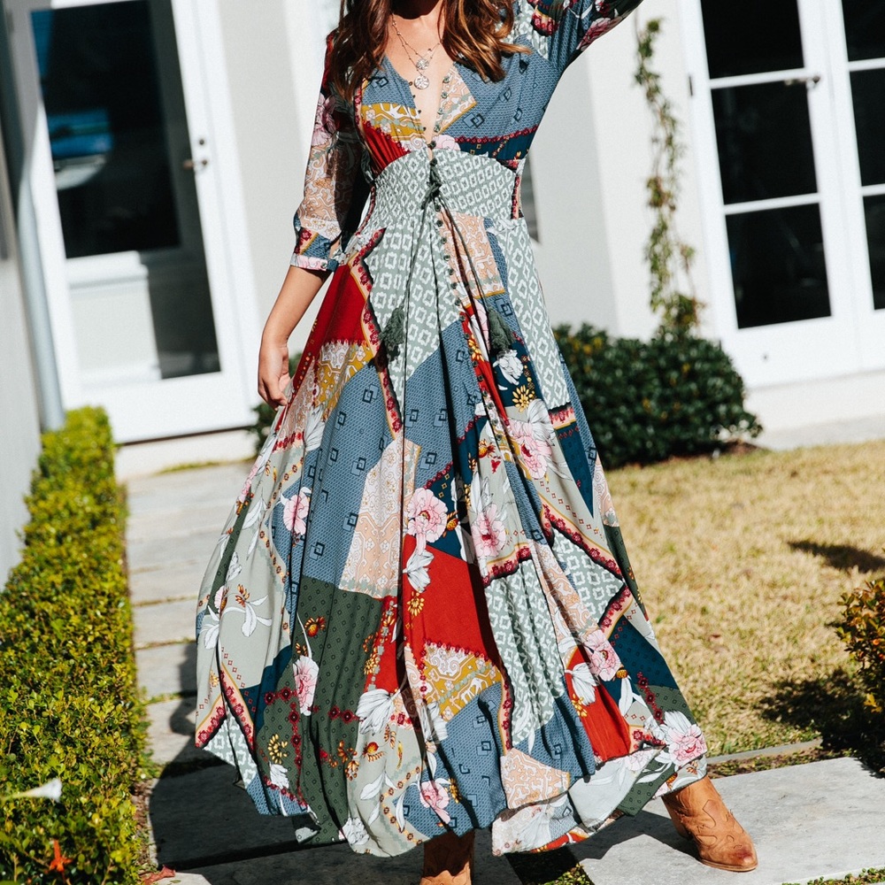 MARNIE PRINT INDIANA MIXED MAXI DRESS JAASE BOUTIQ - Picture 7 of 8